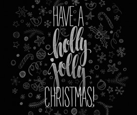 Hand drawn christmas baubles pattern with black background vector 02