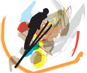 Hand drawn skiing sketch vector design 01