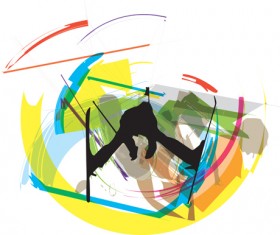 Hand drawn skiing sketch vector design 02