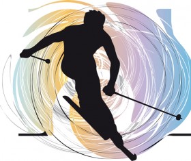 Hand drawn skiing sketch vector design 04
