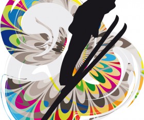 Hand drawn skiing sketch vector design 05