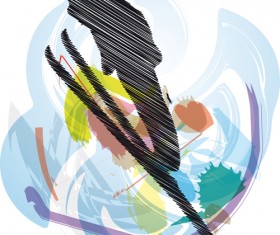 Hand drawn skiing sketch vector design 06