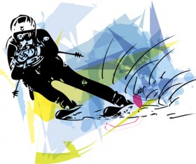 Hand drawn skiing sketch vector design 08