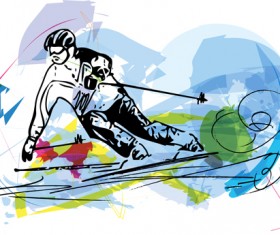 Hand drawn skiing sketch vector design 09