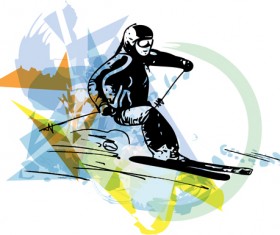 Hand drawn skiing sketch vector design 10