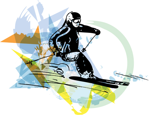 Hand drawn skiing sketch vector design 10
