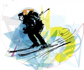 Hand drawn skiing sketch vector design 11