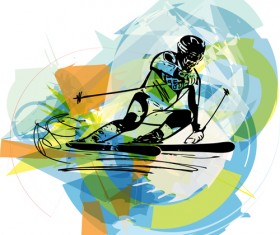 Hand drawn skiing sketch vector design 12