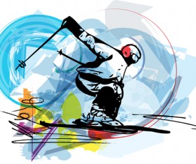 Hand drawn skiing sketch vector design 13