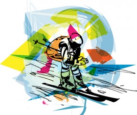 Hand drawn skiing sketch vector design 14