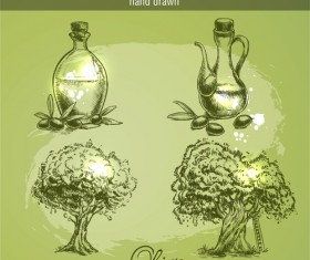 Hand drawn vintage olive vector 01