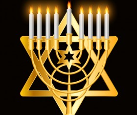 Happy hanukkah background with candle vecotr 01