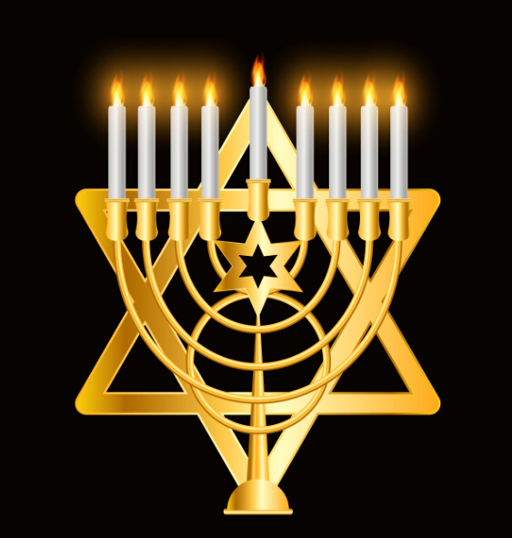 Happy hanukkah background with candle vecotr 01