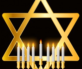 Happy hanukkah background with candle vecotr 02