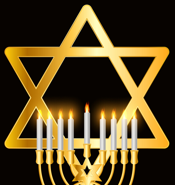 Happy hanukkah background with candle vecotr 02