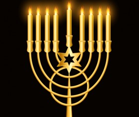 Happy hanukkah background with candle vecotr 03