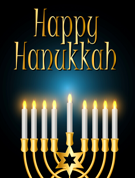 Happy hanukkah background with candle vecotr 04