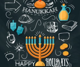 Happy hanukkah background with candle vecotr 05