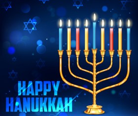 Happy hanukkah background with candle vecotr 06