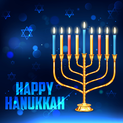 Happy hanukkah background with candle vecotr 06