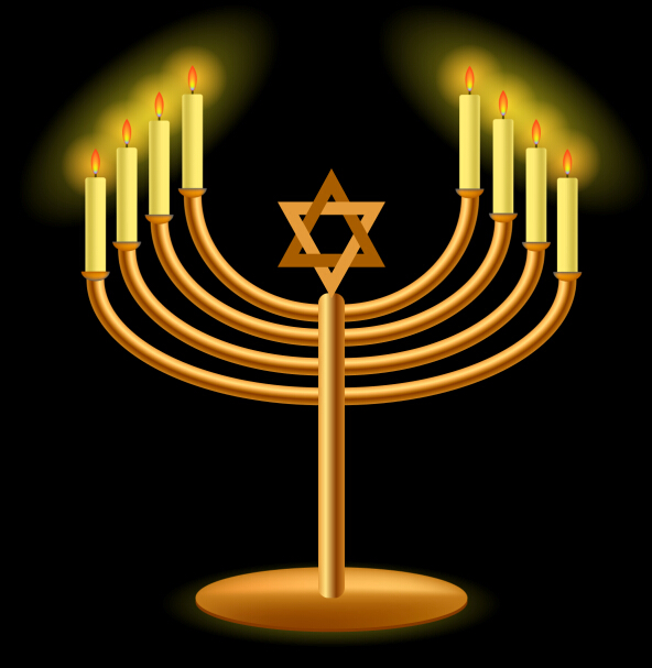 Happy hanukkah background with candle vecotr 07