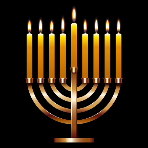 Happy hanukkah background with candle vecotr 08