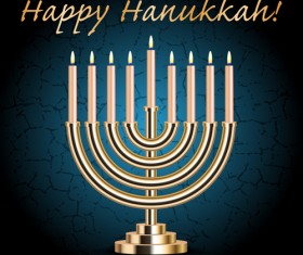 Happy hanukkah background with candle vecotr 09