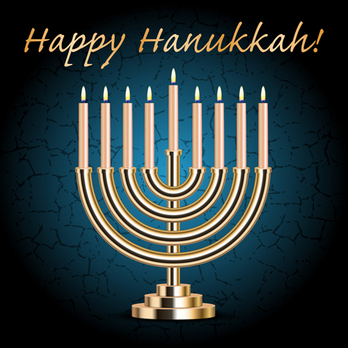 Happy hanukkah background with candle vecotr 09