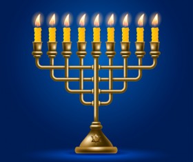 Happy hanukkah background with candle vecotr 13