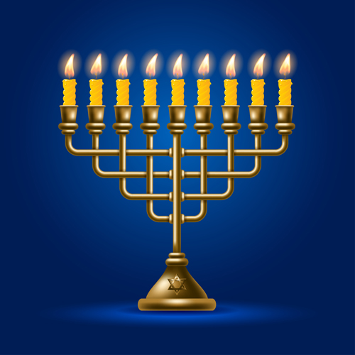 Happy hanukkah background with candle vecotr 13