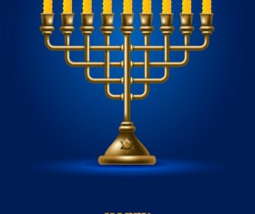 Happy hanukkah background with candle vecotr 14