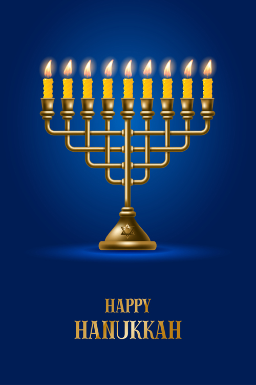 Happy hanukkah background with candle vecotr 14