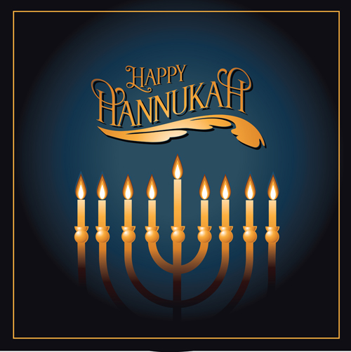 Happy hanukkah background with candle vecotr 15