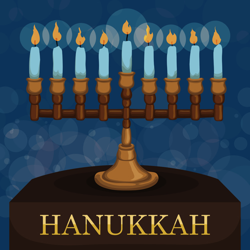 Happy hanukkah background with candle vecotr 16