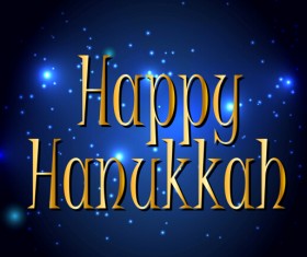 Happy hanukkah blue background vector material