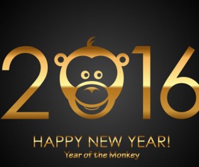 Happy new year 2016 with monkey vectors