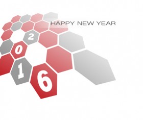 Hexagon with 2016 new year background vector 01