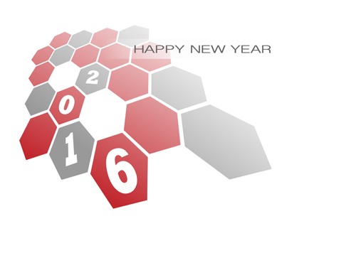 Hexagon with 2016 new year background vector 01