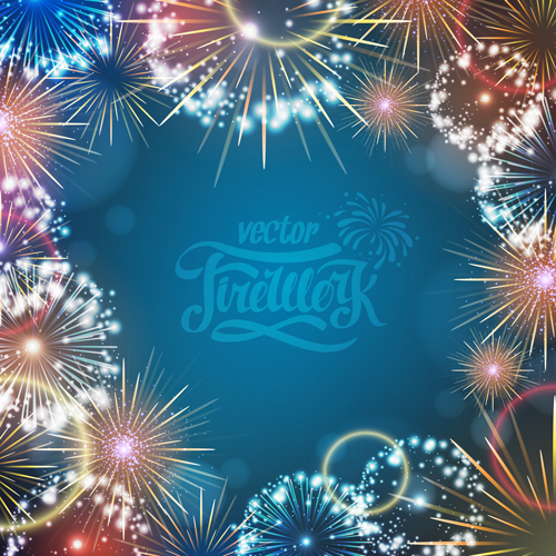 Holiday fireworks frame vector material 01