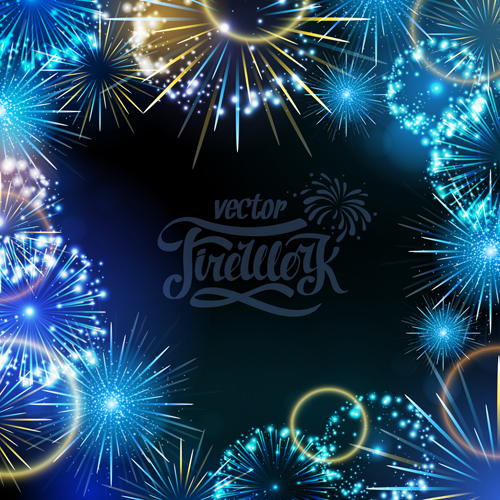 Holiday fireworks frame vector material 02