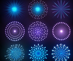 Holiday fireworks icons set vector