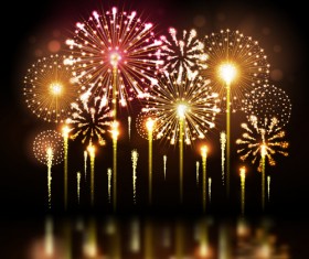 Holiday fireworks shining background vector 02