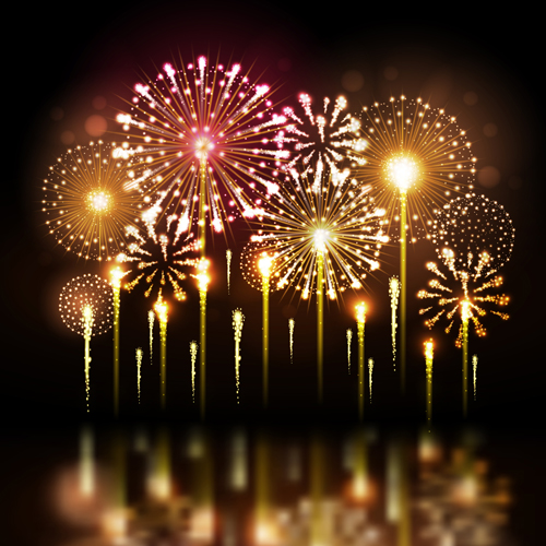 Holiday fireworks shining background vector 02