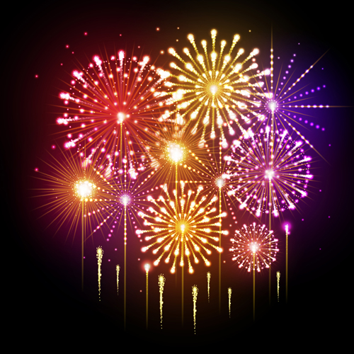 Holiday fireworks shining background vector 03