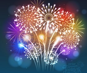 Holiday fireworks shining background vector 05