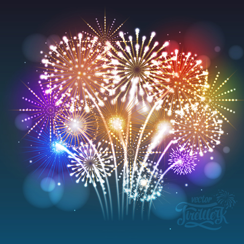 Holiday fireworks shining background vector 05