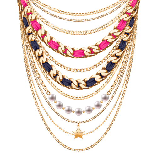Jewelry necklace design vector 01