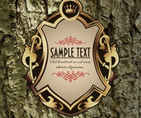 Luxury business labels with old bark background vector 01