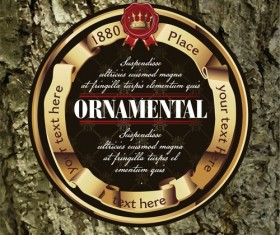 Luxury business labels with old bark background vector 03