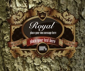 Luxury business labels with old bark background vector 04